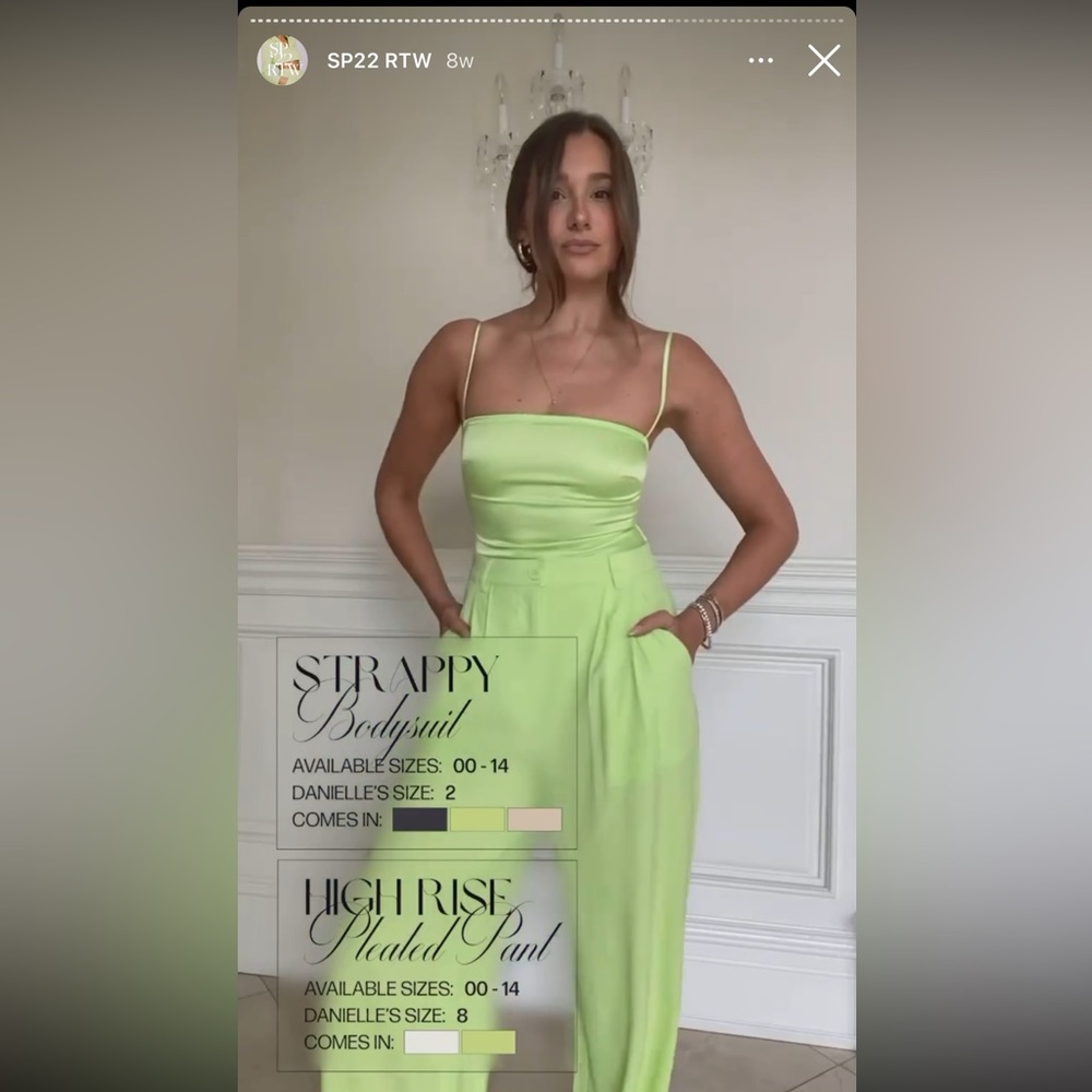 Strappy Satin Chiffon Bodysuit In Sharp Green